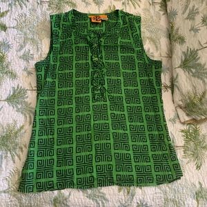 Tory Burch green geometric pattern tunic